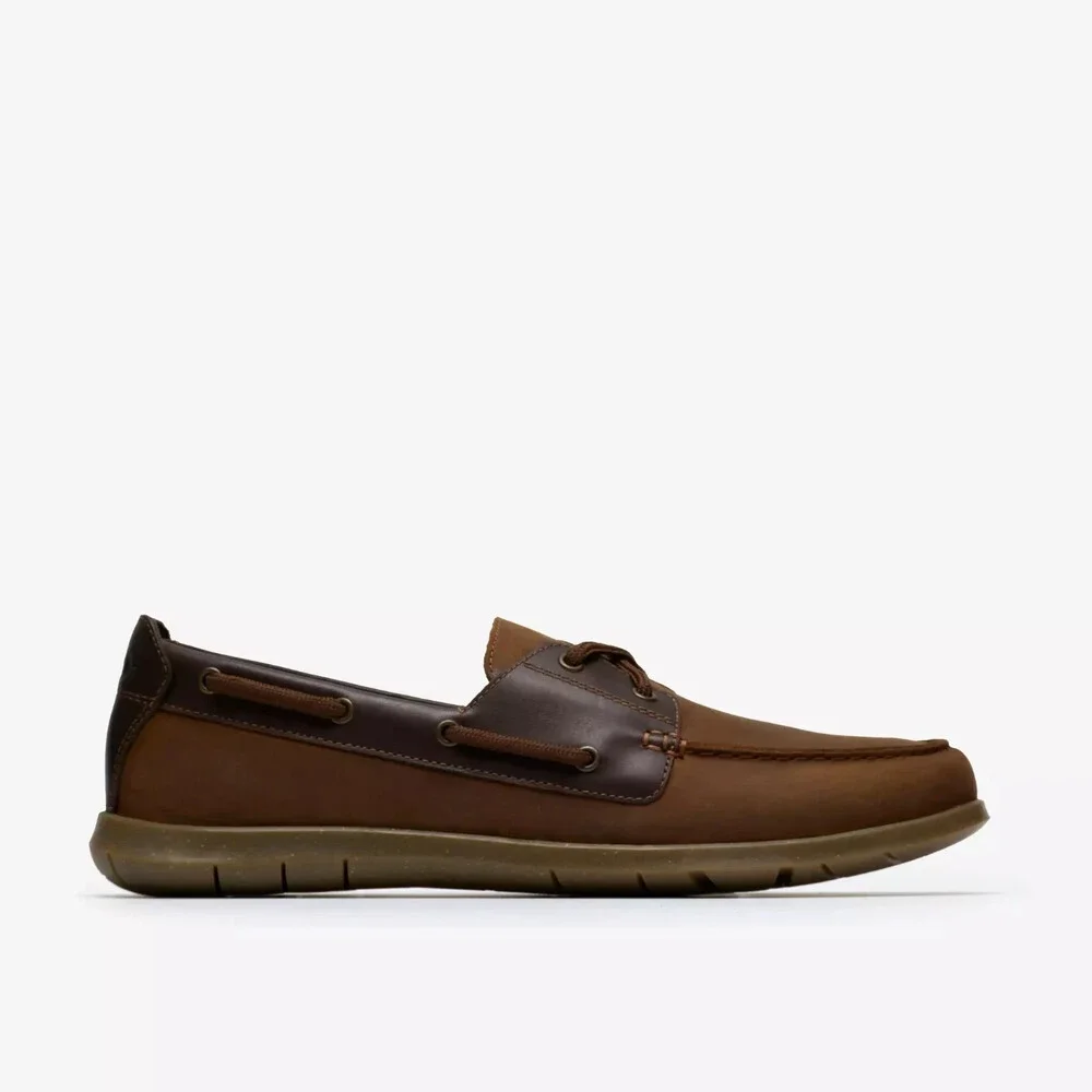Clarks Flexway 26187414 Men's 13 D Brown Nubuck 2 Eye Low Top Boat Shoe LIQ1570
